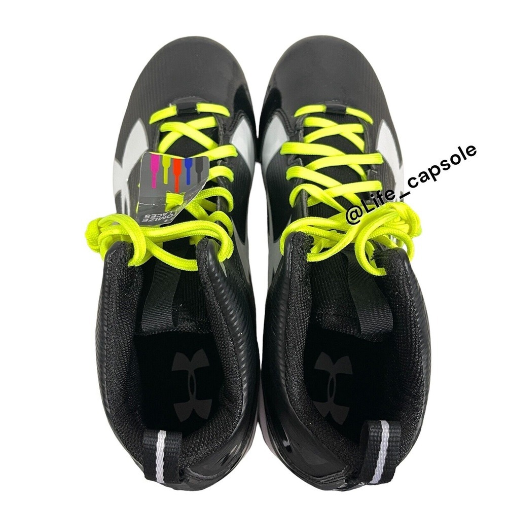 Size 13 Under Armour Crusher RM Black Football Cleats Multi Color Laces Custom - Picture 8 of 16
